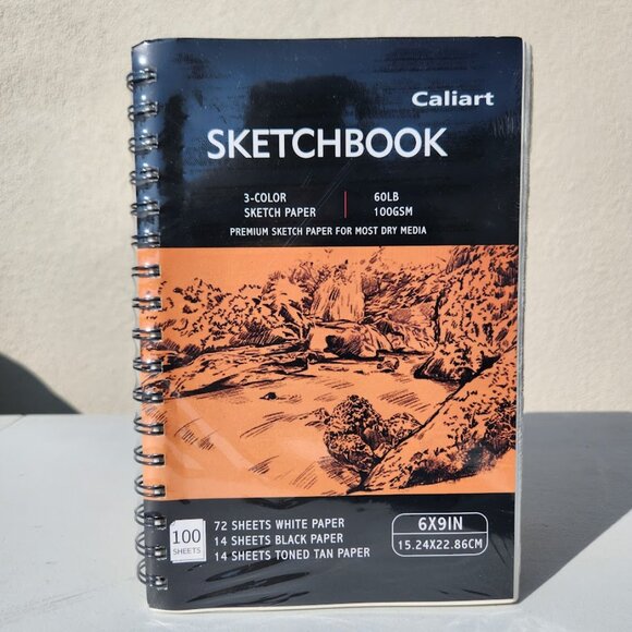 NEW 3-Color Caliart Sketch Paper Pad Notebook Sketchbook Journal 6" x 9" 100 She - Picture 8 of 8